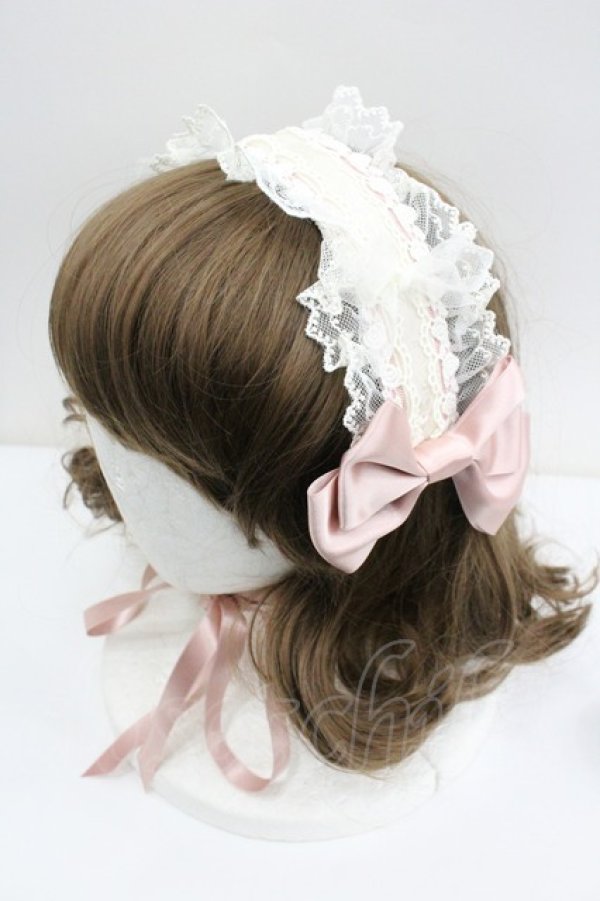 画像1: ALICE and the PIRATES / チュールレースのフローラルヘッドドレス  白Ｘピンク I-26-01-27-052-PA-AC-SA-ZI (1)