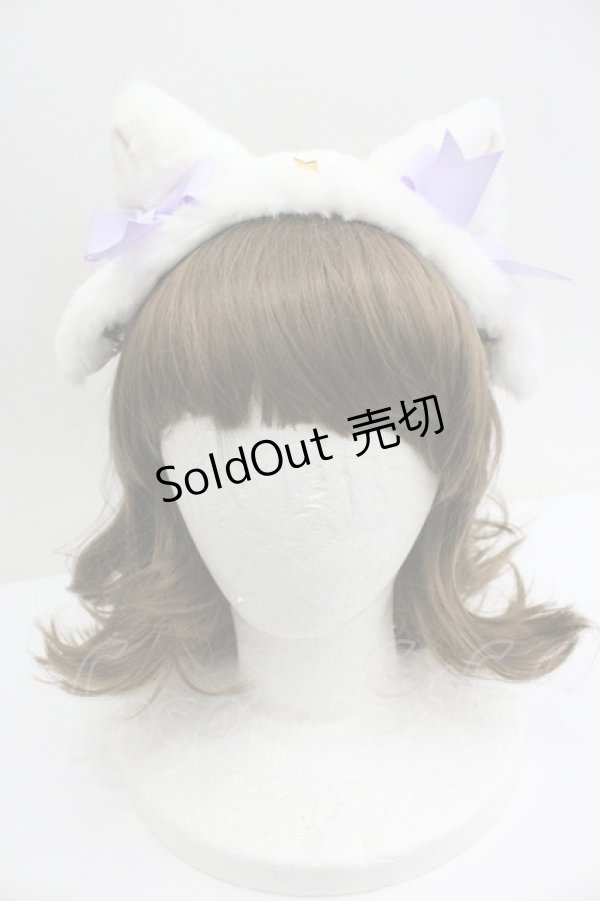 画像1: Angelic Pretty / Milk Catヘッドドレス  白Ｘパープル I-26-01-27-055-AP-AC-SA-ZI (1)