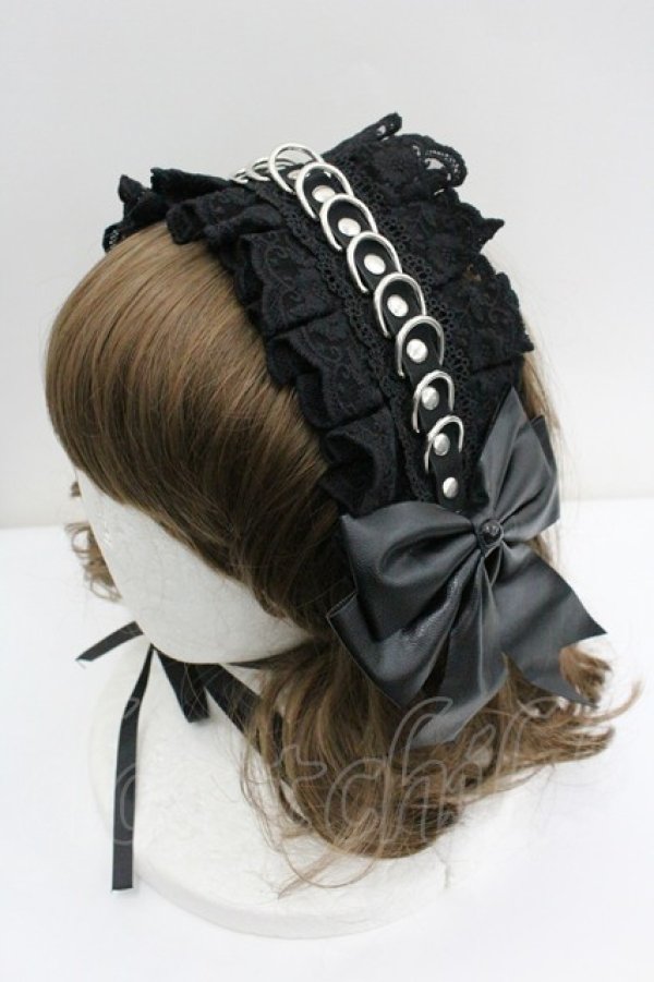 画像1: LOLITAその他(お買取対象外) / 合皮ヘッドドレス  ブラック I-26-01-27-057-LO-AC-SA-ZI (1)