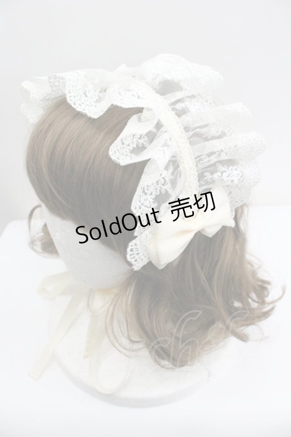 画像1: ATELIER PIERROT / レースリボンヘッドドレス (オリジナルレース)　  生成り I-26-01-27-061-EL-AC-SA-ZI (1)