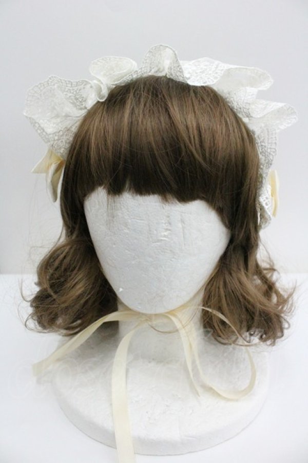 画像2: ATELIER PIERROT / レースリボンヘッドドレス (オリジナルレース)　  生成り I-26-01-27-061-EL-AC-SA-ZI (2)