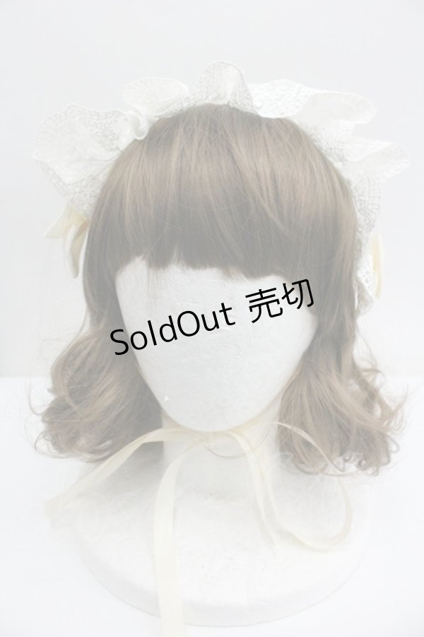 画像2: ATELIER PIERROT / レースリボンヘッドドレス (オリジナルレース)　  生成り I-26-01-27-061-EL-AC-SA-ZI (2)