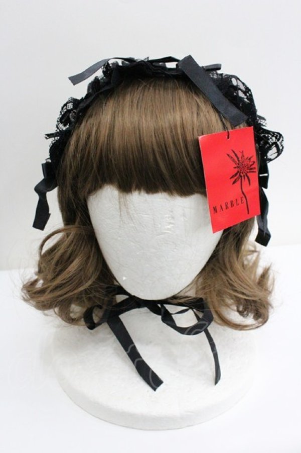 画像2: MARBLE / レースヘッドドレス  黒 I-26-01-27-066-GO-AC-SA-ZI (2)