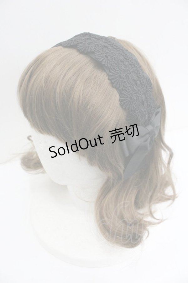 画像1: m petit by misako / レースリボンカチューシャ  黒 I-26-01-27-071-LO-AC-SA-ZI (1)