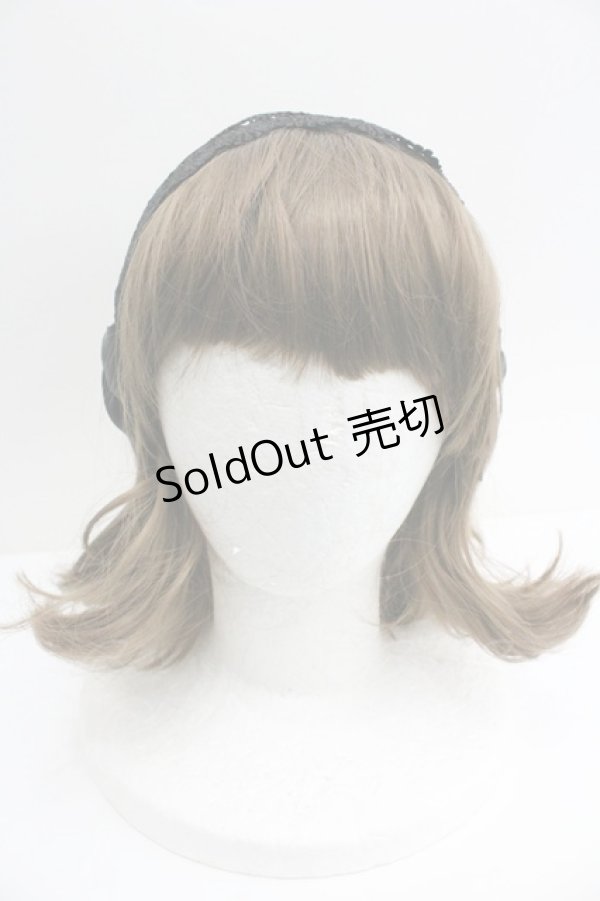 画像2: m petit by misako / レースリボンカチューシャ  黒 I-26-01-27-071-LO-AC-SA-ZI (2)