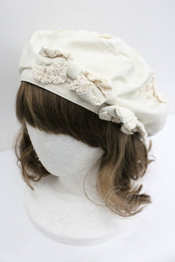 画像1: Hoshibako Works / すずらんのしおりベレー帽  ホワイト I-26-01-27-081-LO-AC-SA-ZI (1)