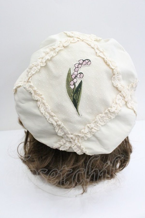 画像3: Hoshibako Works / すずらんのしおりベレー帽  ホワイト I-26-01-27-081-LO-AC-SA-ZI (3)
