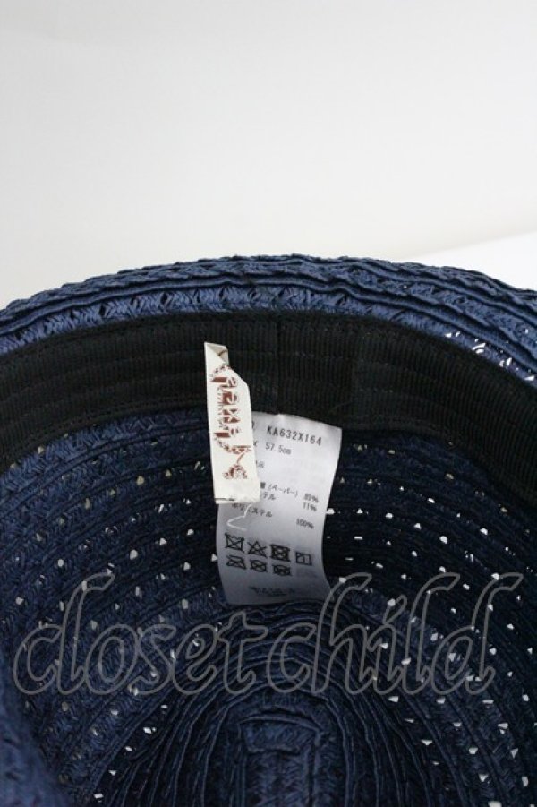 画像4: axes femme / ボーダーリボン麦わらハット  青 I-26-01-27-085-AX-AC-SA-ZI (4)