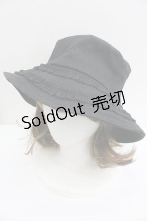 画像: merry jenny / フリルキャンバスバケットハット  黒 I-26-01-27-090-LO-AC-SA-ZTK037