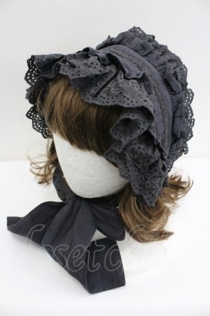 画像: Victorian maiden / ハーベストレーシーボンネット  黒 I-26-01-27-092-CL-AC-SA-ZI