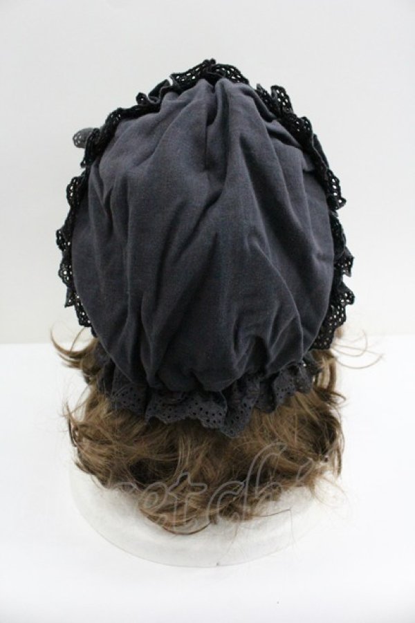 画像3: Victorian maiden / ハーベストレーシーボンネット  黒 I-26-01-27-092-CL-AC-SA-ZI (3)