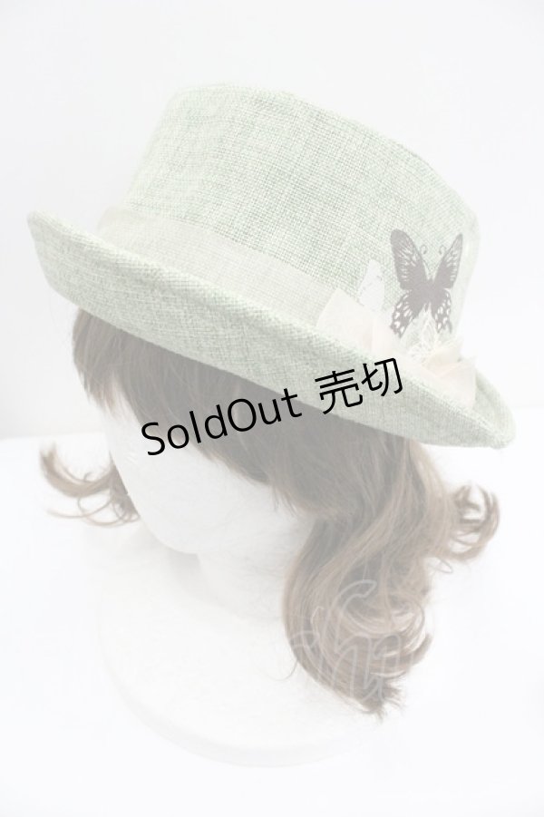 画像1: axes femme / 蝶プリントハット  グリーン I-26-01-27-096-AX-AC-SA-ZI (1)