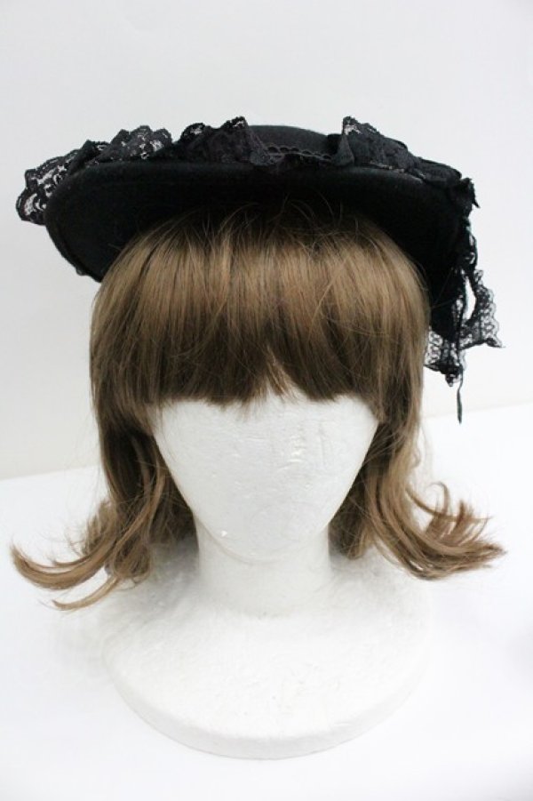 画像2: MR corset / フラワーリボンハット  黒 I-26-01-27-097-PU-AC-SA-ZI (2)
