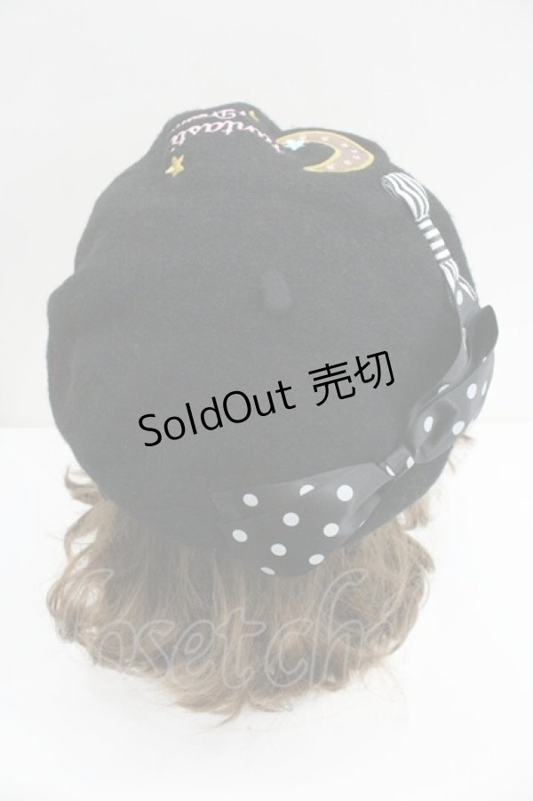 画像1: SWIMMER / MOON刺繍ベレー  黒 I-26-01-27-100-EL-AC-SA-ZI (1)