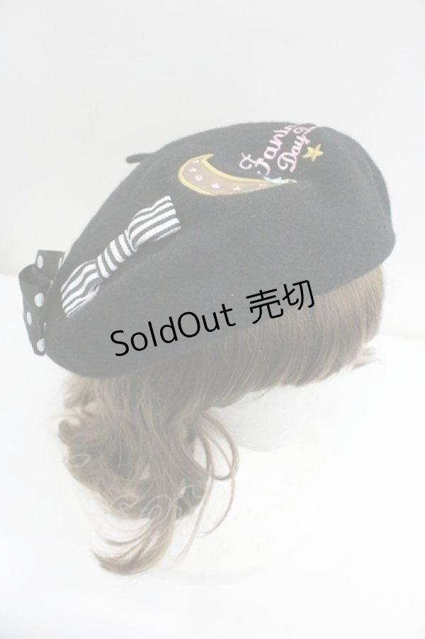 画像3: SWIMMER / MOON刺繍ベレー  黒 I-26-01-27-100-EL-AC-SA-ZI (3)