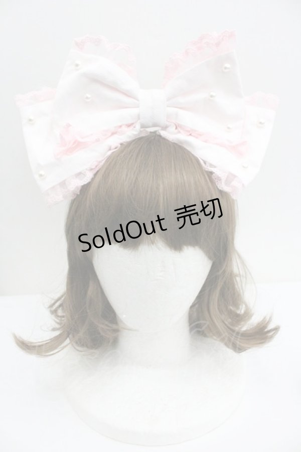 画像1: LOLITAその他(お買取対象外) / パールリボンカチューシャ  白Ｘピンク I-26-01-27-103-LO-AC-SA-ZI (1)