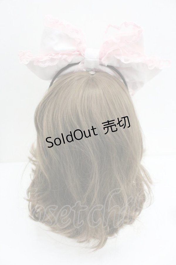 画像2: LOLITAその他(お買取対象外) / パールリボンカチューシャ  白Ｘピンク I-26-01-27-103-LO-AC-SA-ZI (2)