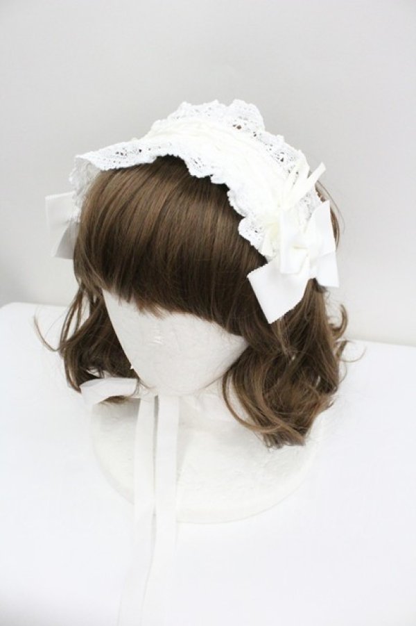 画像1: BABY,THE STARS SHINE BRIGHT / はしごレースのスピンドールヘッドドレス(バーバリー)  白 I-26-01-27-109-BA-AC-SA-ZI (1)