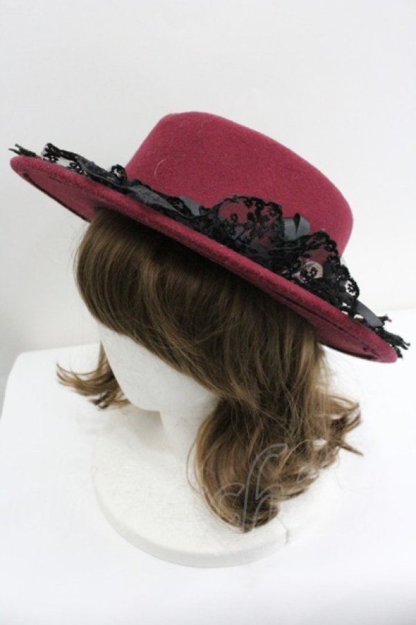 画像1: axes femme / 巻きバラレースカンカン帽  ボルドー I-26-01-27-011-AX-AC-SA-ZI (1)