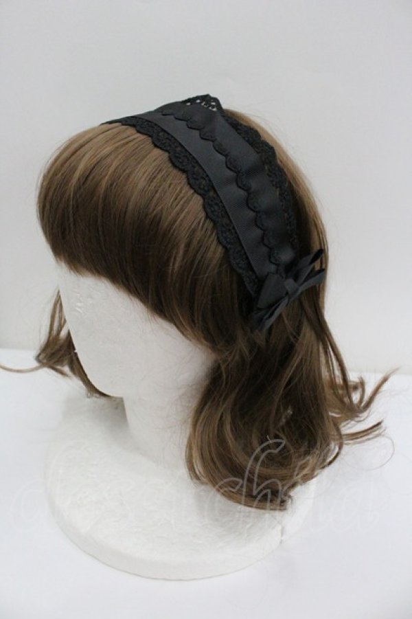 画像1: m petit by misako / TT*AMヘッドドレス  黒 I-26-01-27-111-LO-AC-SA-ZI (1)