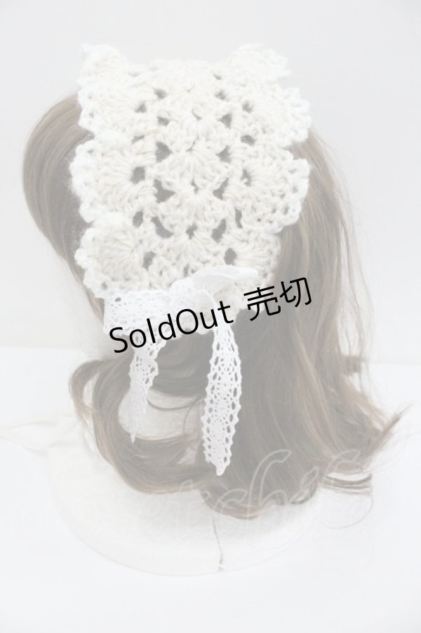 画像2: LOLITAその他(お買取対象外) / モヘアヘッドドレス  シロ×ゴールド I-26-01-27-112-LO-ZA-SA-ZI (2)