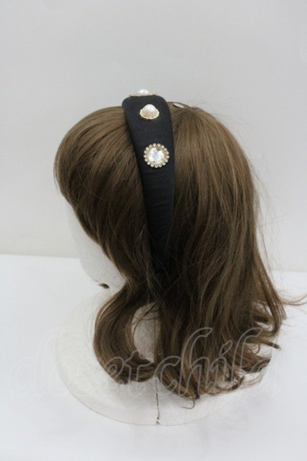 画像2: Amavel / ビジューサテンカチューシャ  ブラック I-26-01-27-122-CA-ZA-SA-ZI (2)