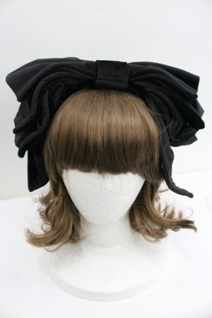 画像: Hoshibako Works / お人形風ラッピングリボンカチューシャ  黒 I-26-01-27-014-LO-AC-SA-ZI