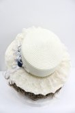 画像3: axes femme / 巻き薔薇レース雑材カンカン帽  アイボリーＸブルー I-26-01-27-021-AX-AC-SA-ZI (3)