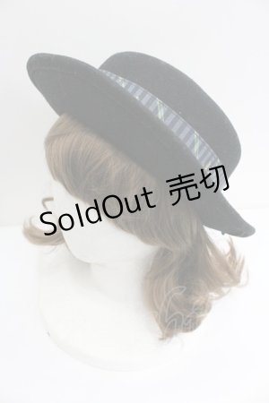 画像: ALICE and the PIRATES / The Wizarding platform〜蒸気機関と霧の街の幻〜柄カンカン帽  黒 I-26-01-27-029-PA-AC-SA-ZTK033