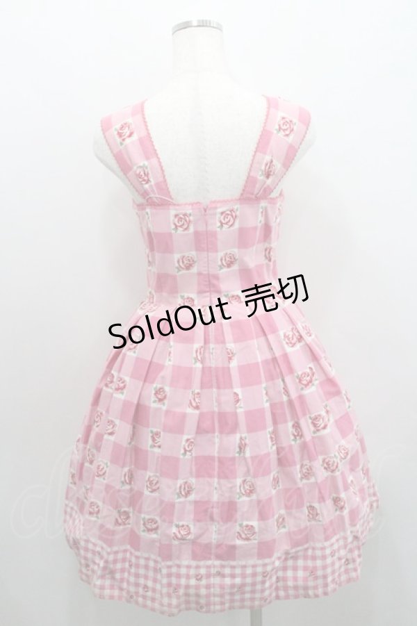 画像2: Emily Temple cute / ブロックチェックバラプリントジャンパースカート  ピンク I-26-01-29-032-ET-OP-TE-ZI (2)