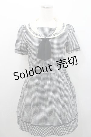 画像: Fi.n.t / ギンガムチェックセーラーワンピース F 黒×白 I-26-01-29-040-CA-OP-TE-ZI