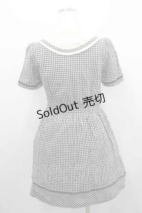 画像2: Fi.n.t / ギンガムチェックセーラーワンピース F 黒×白 I-26-01-29-040-CA-OP-TE-ZI (2)