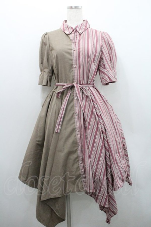 画像1: axes femme / バイカラーイレヘムワンピース  ピンクＸブラウン I-26-01-29-045-AX-OP-SA-ZI (1)