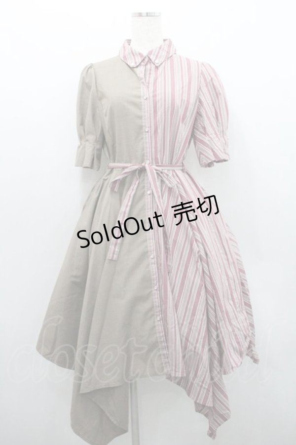 画像1: axes femme / バイカラーイレヘムワンピース  ピンクＸブラウン I-26-01-29-045-AX-OP-SA-ZI (1)