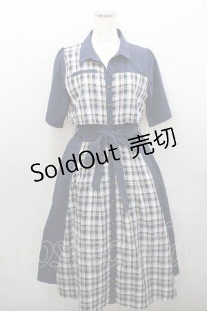 画像: axes femme / ブロッキングフリル袖ワンピース  ネイビーＸ白 I-26-01-29-046-AX-OP-SA-ZI