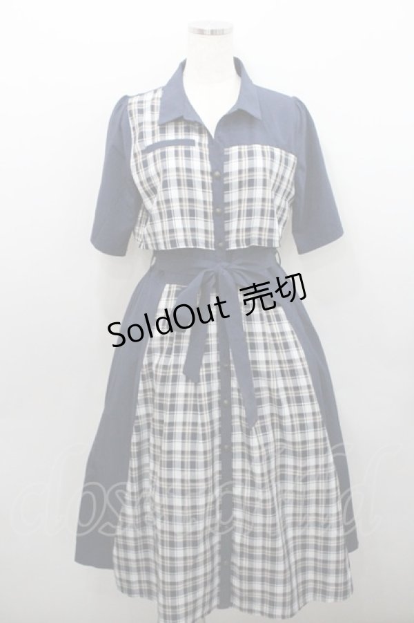 画像1: axes femme / ブロッキングフリル袖ワンピース  ネイビーＸ白 I-26-01-29-046-AX-OP-SA-ZI (1)