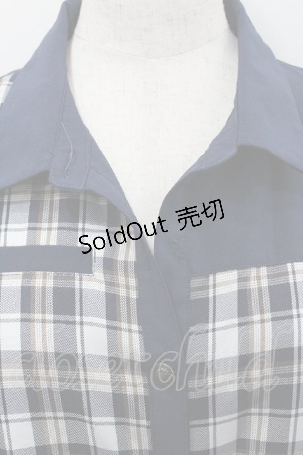 画像3: axes femme / ブロッキングフリル袖ワンピース  ネイビーＸ白 I-26-01-29-046-AX-OP-SA-ZI (3)