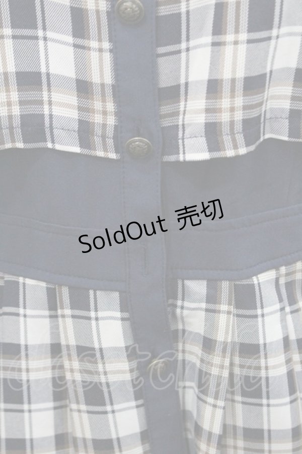 画像4: axes femme / ブロッキングフリル袖ワンピース  ネイビーＸ白 I-26-01-29-046-AX-OP-SA-ZI (4)