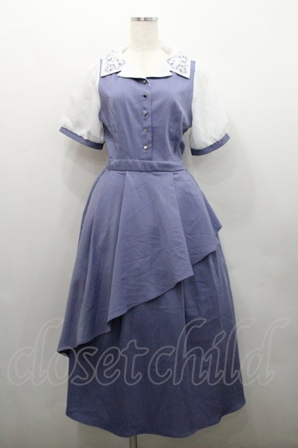 画像1: axes femme / 星座刺繍アシメドッキングワンピース  パープルＸ白 I-26-01-29-048-AX-OP-SA-ZI (1)