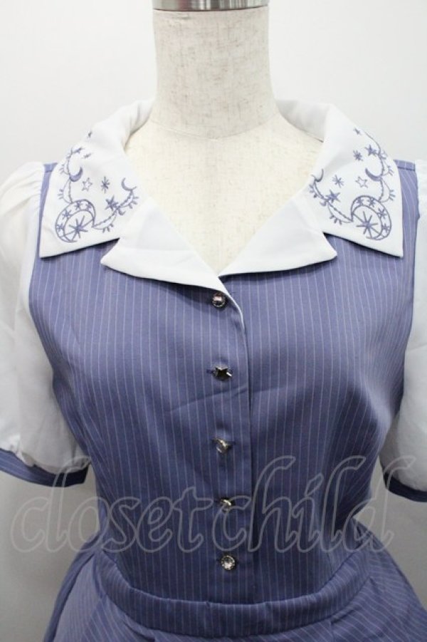 画像3: axes femme / 星座刺繍アシメドッキングワンピース  パープルＸ白 I-26-01-29-048-AX-OP-SA-ZI (3)