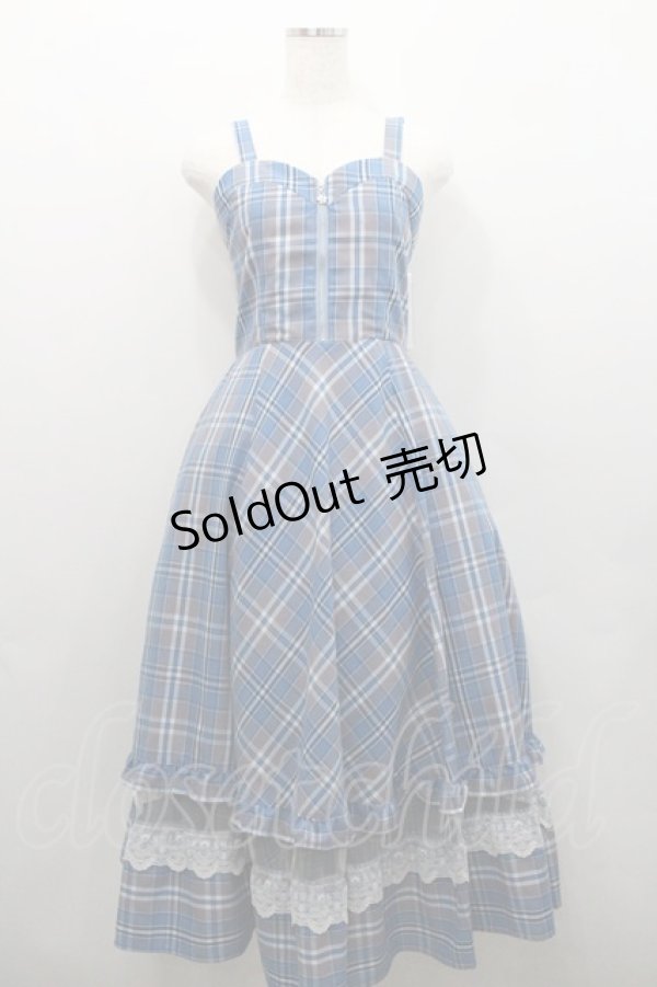 画像1: axes femme / センタージップチェックジャンスカ  青チェック I-26-01-29-049-AX-OP-SA-ZI (1)