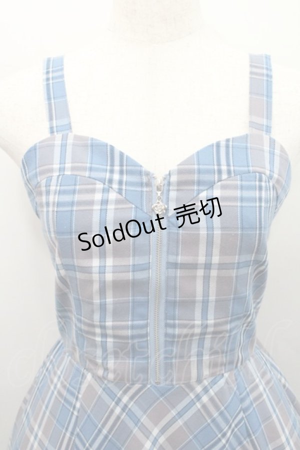 画像3: axes femme / センタージップチェックジャンスカ  青チェック I-26-01-29-049-AX-OP-SA-ZI (3)