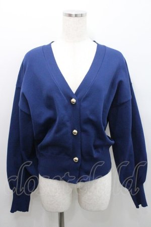 画像: axes femme / ゴールドボタンニットカーディガン  紺 I-26-01-29-006-AX-TO-SA-ZI