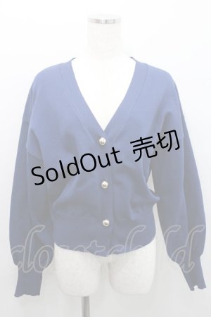 画像: axes femme / ゴールドボタンニットカーディガン  紺 I-26-01-29-006-AX-TO-SA-ZI