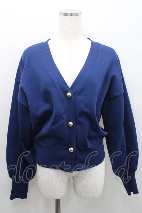 画像1: axes femme / ゴールドボタンニットカーディガン  紺 I-26-01-29-006-AX-TO-SA-ZI (1)
