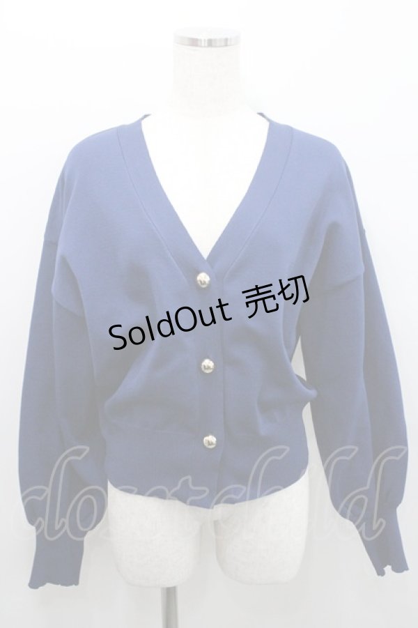 画像1: axes femme / ゴールドボタンニットカーディガン  紺 I-26-01-29-006-AX-TO-SA-ZI (1)