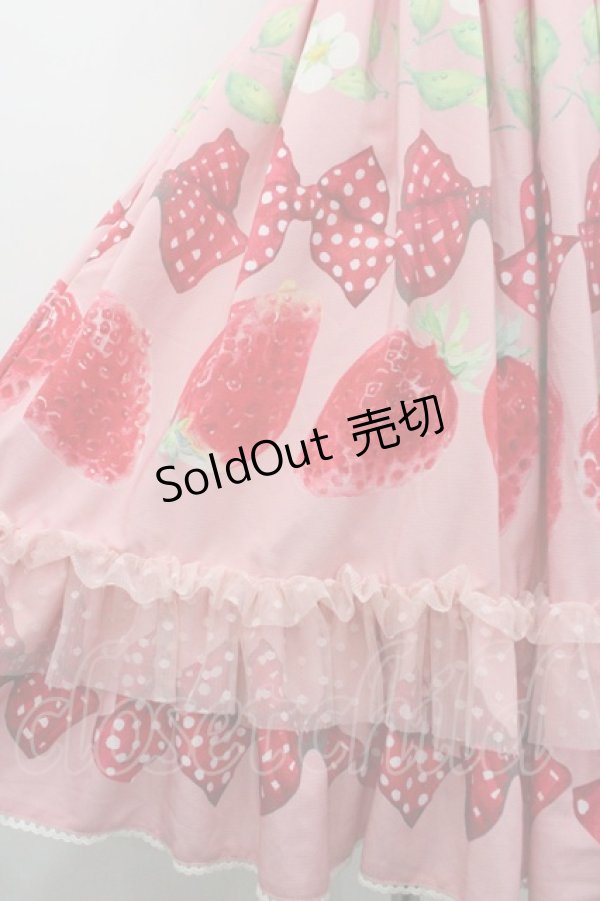 画像4: Bacio Bouquet / Sweet Strawberryハイウエストジャンパースカート  ピンクＸ赤 I-26-01-29-053-0-OP-SA-ZI (4)