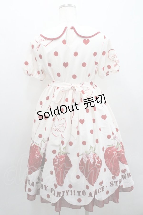 画像2: To Alice / Strawberry Partyワンピース S アイボリーＸ赤 I-26-01-29-054-LO-OP-SA-ZI (2)