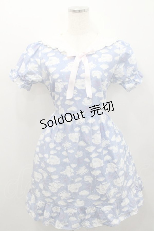 画像1: Nile Perch / アニマル雲柄半袖ワンピース  パープルＸ白 I-26-01-29-056-LO-OP-SA-ZI (1)