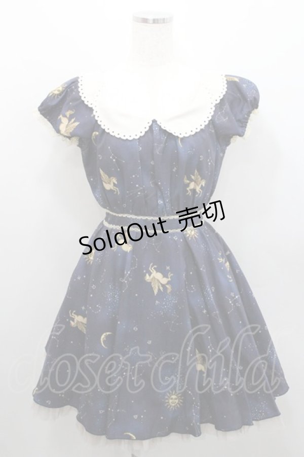 画像1: Secret Honey / ホロスコープ星座柄ワンピース 2 ネイビー I-26-01-29-058-CA-OP-TE-ZI (1)